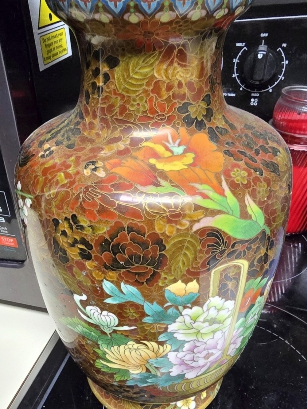 Vintage Decorative Floral Cloisonné Vase Enamel Zi Jin Cheng